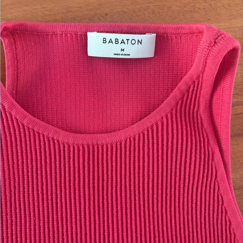 Babaton Pink Ribbed Crop Tank Top - Picture 2 of 2